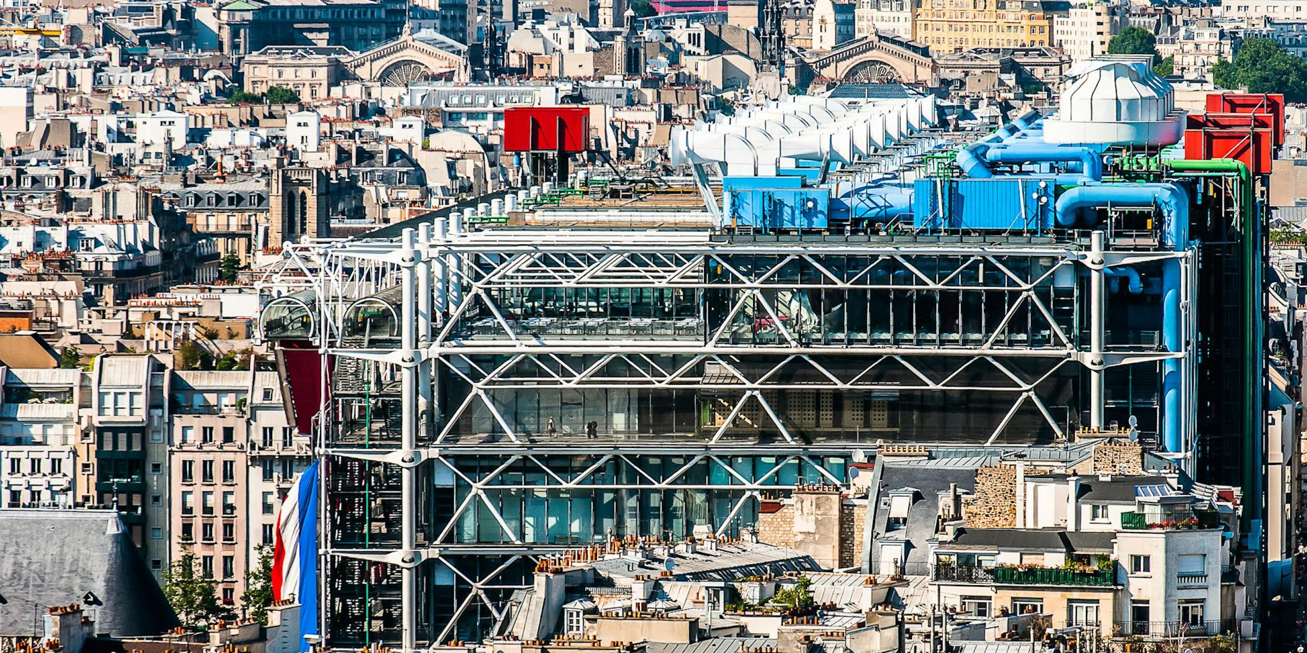 Side view of Beaubourg and the roofs of Paris