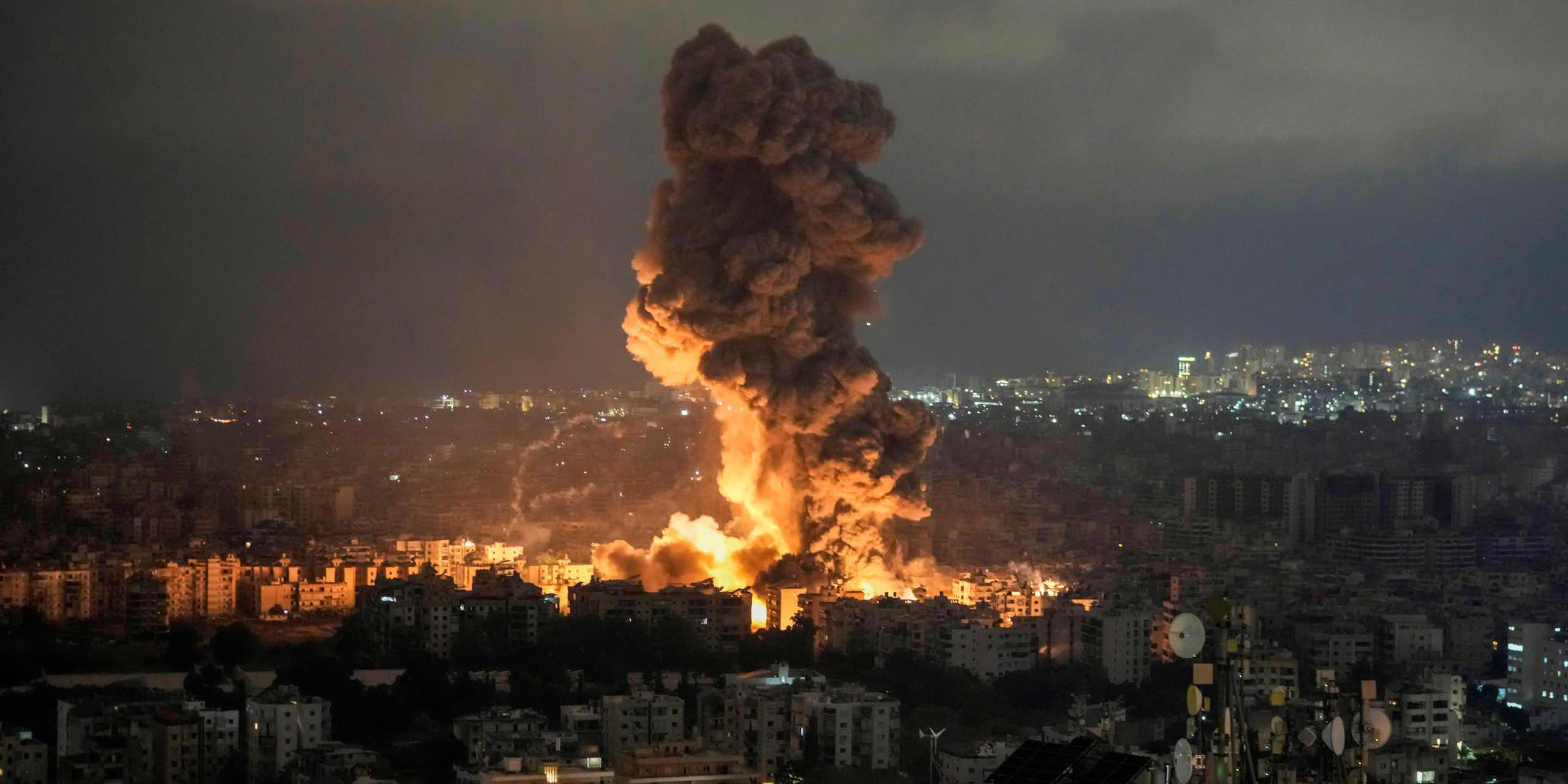Smoke rising from an Israeli airstrike on Beirut