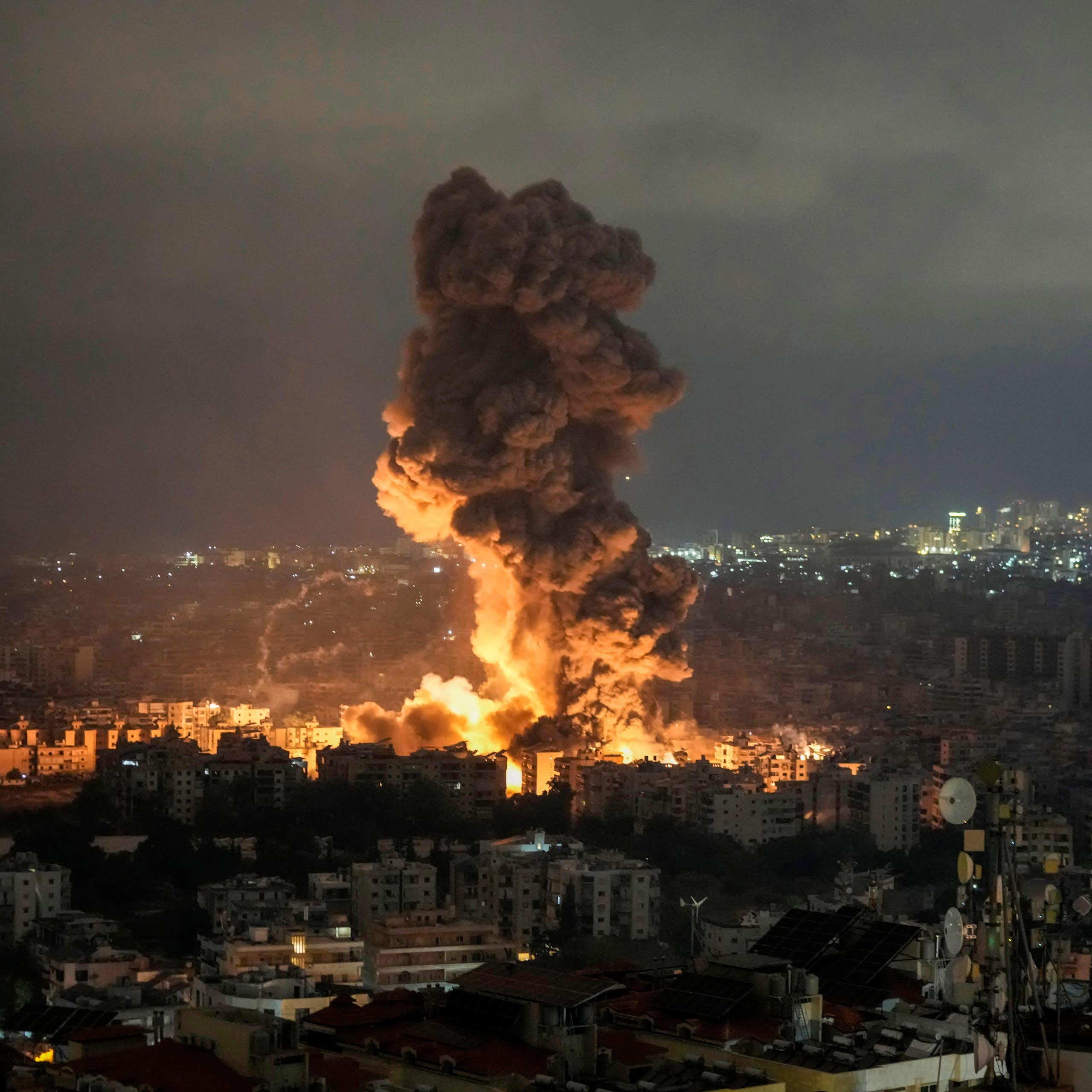 Smoke rising from an Israeli airstrike on Beirut