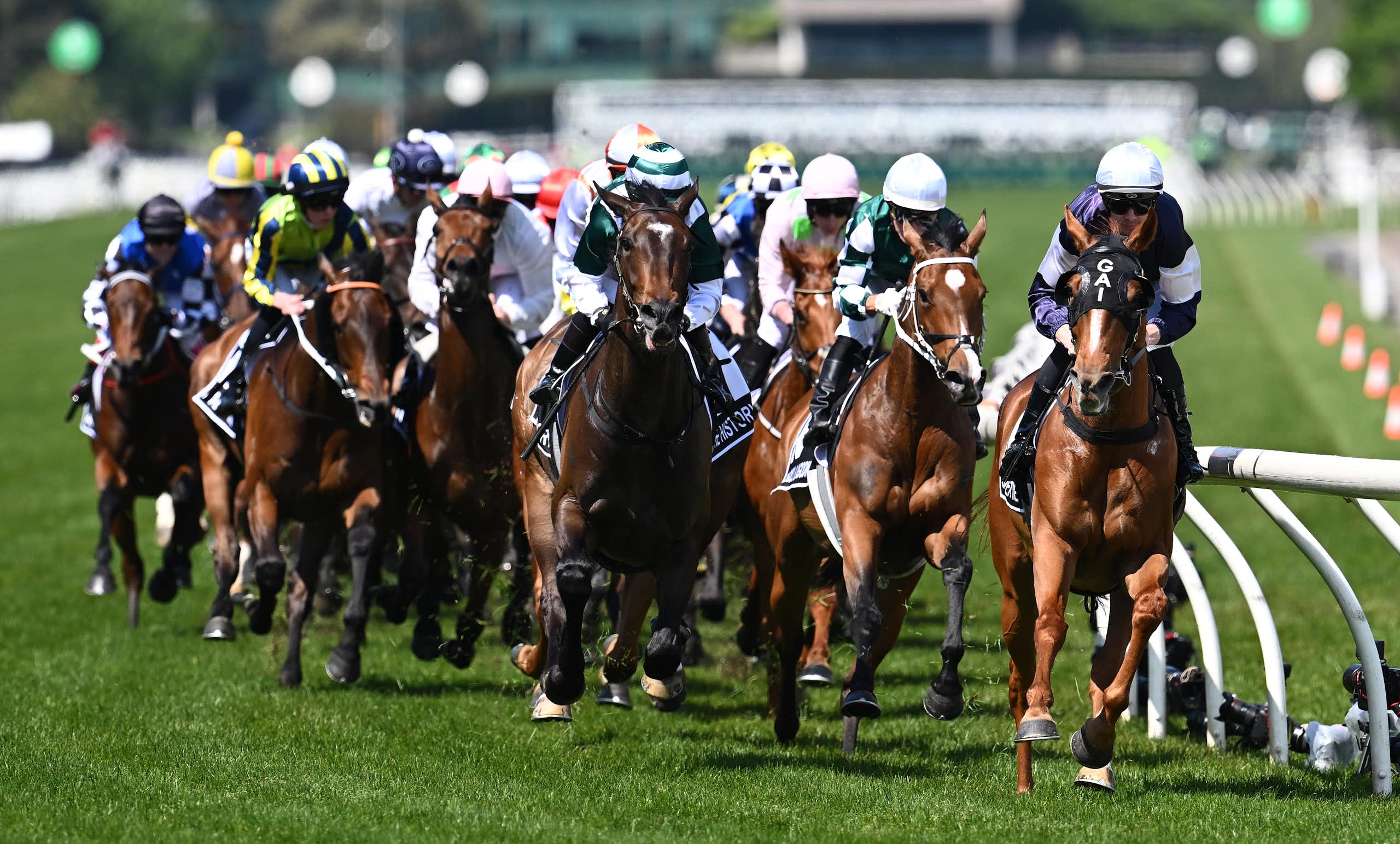Horses compete at the 2023 Melbourne Cup