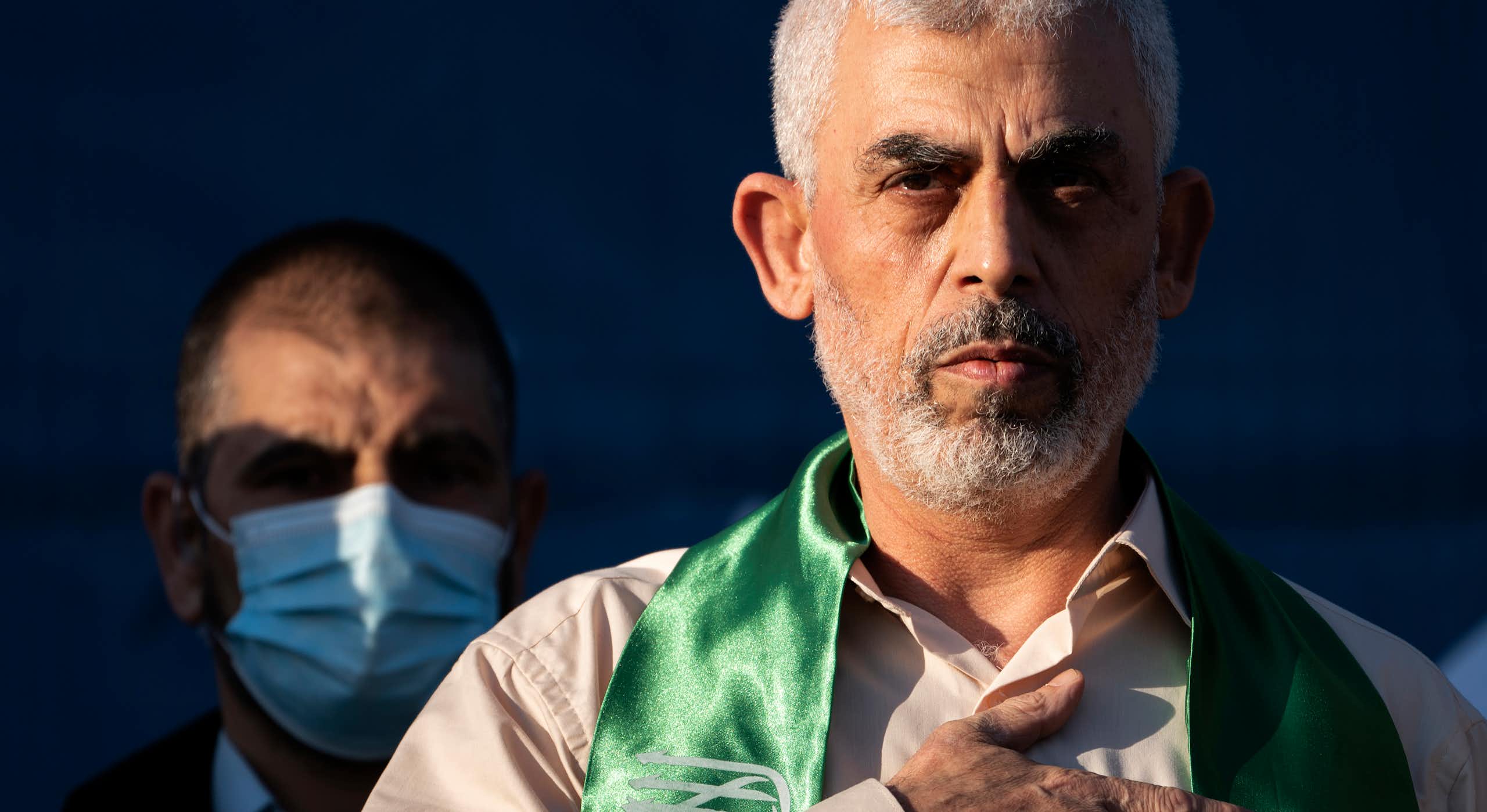 Sinwar wearing Hamas scarf