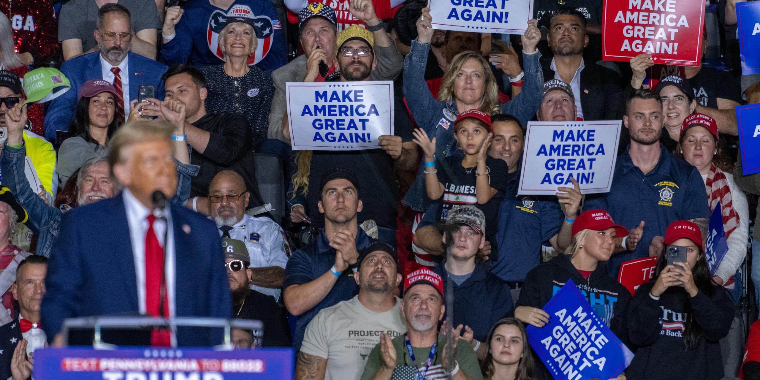 Donald Trump at a campaign rally in Pennsylvania.