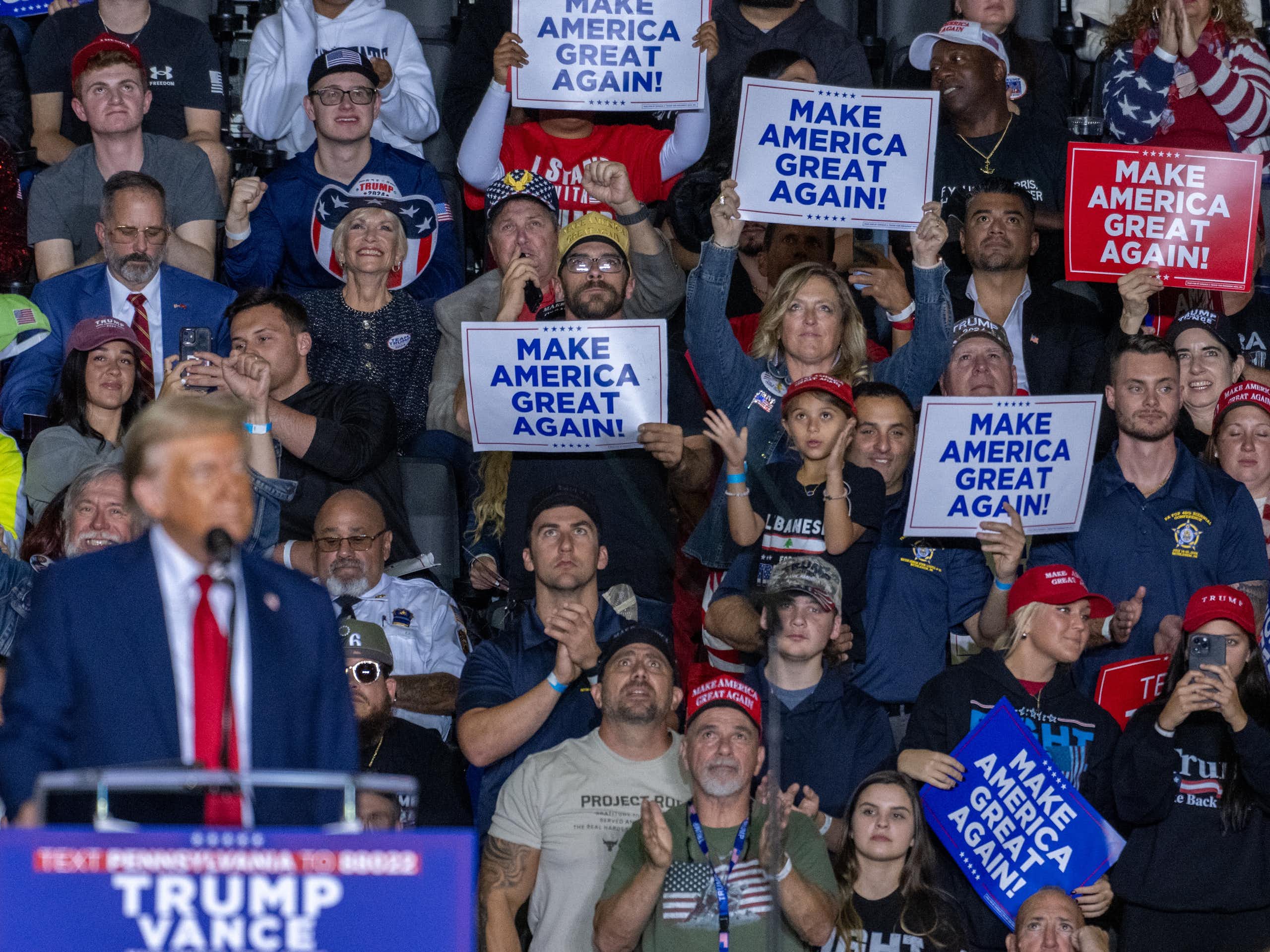 Donald Trump at a campaign rally in Pennsylvania.