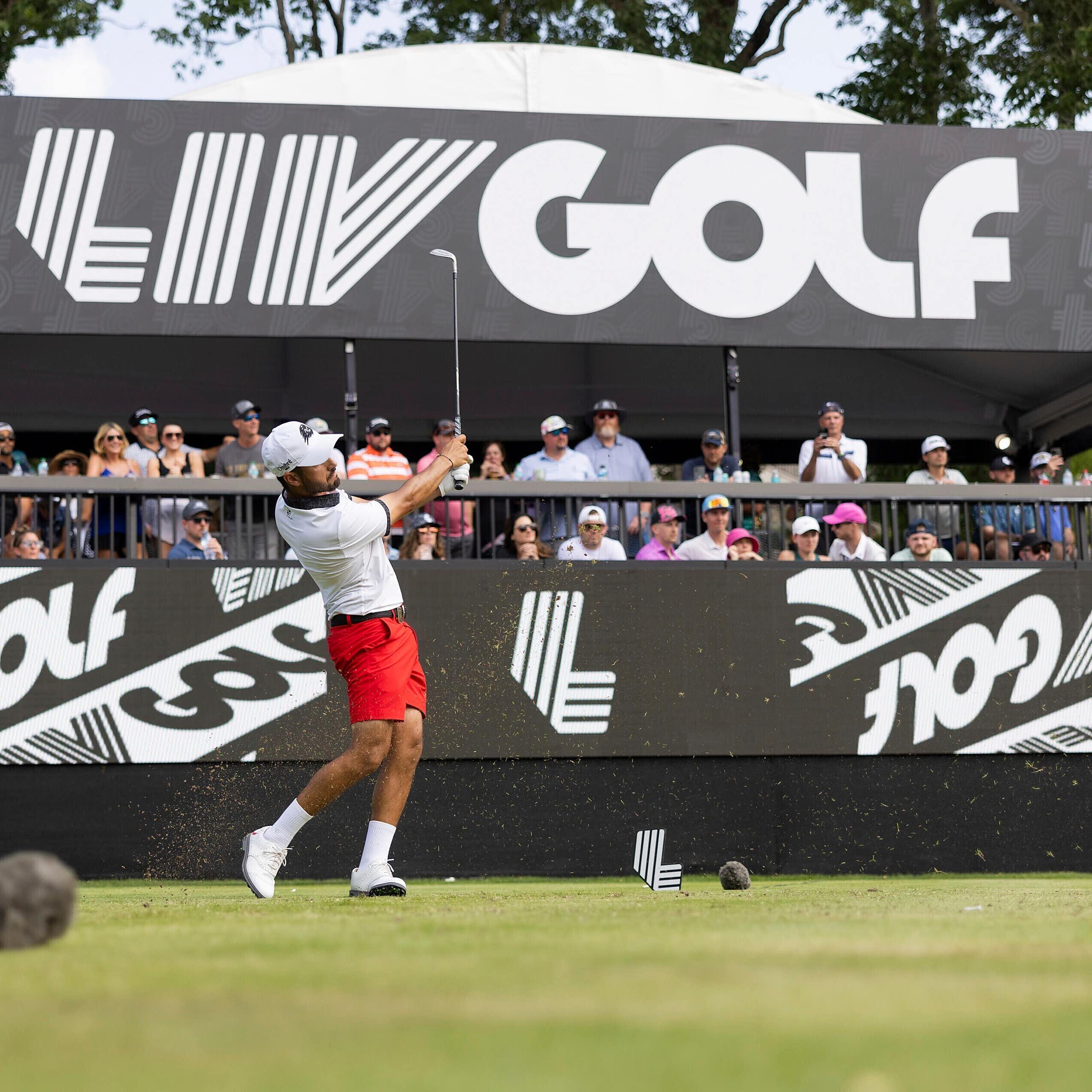 Abraham Ancer in action during a LIV golf tournament in 2024
