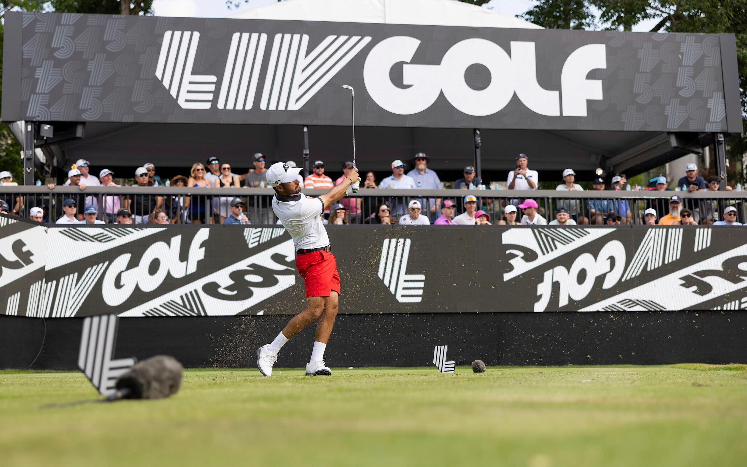 Abraham Ancer in action during a LIV golf tournament in 2024