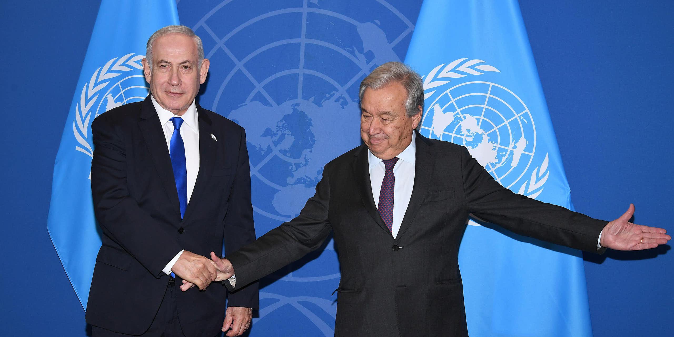 Israeli pm Benjamin Netanyahu with UN secretary general Antonio Guterres