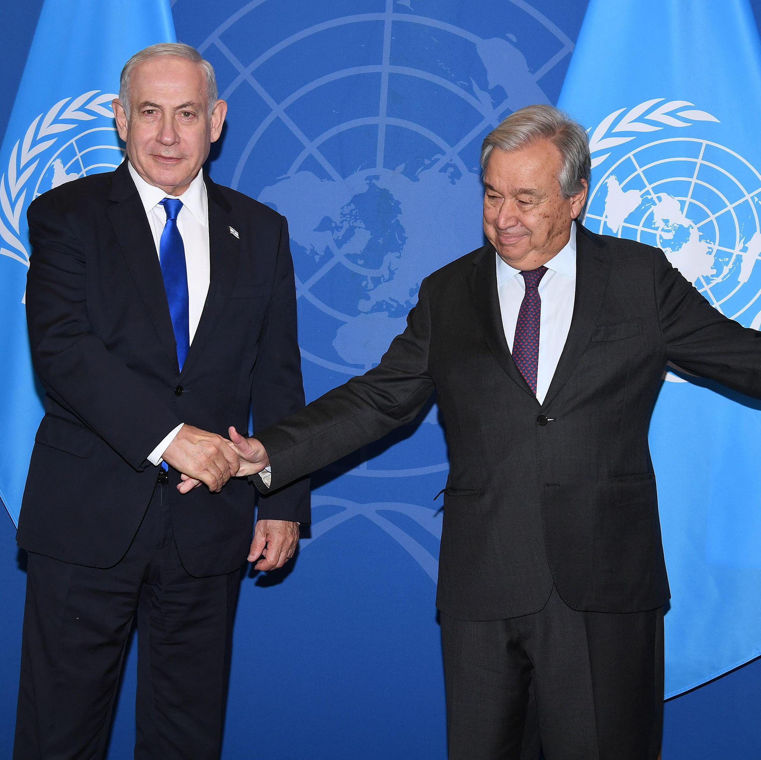 Israeli pm Benjamin Netanyahu with UN secretary general Antonio Guterres