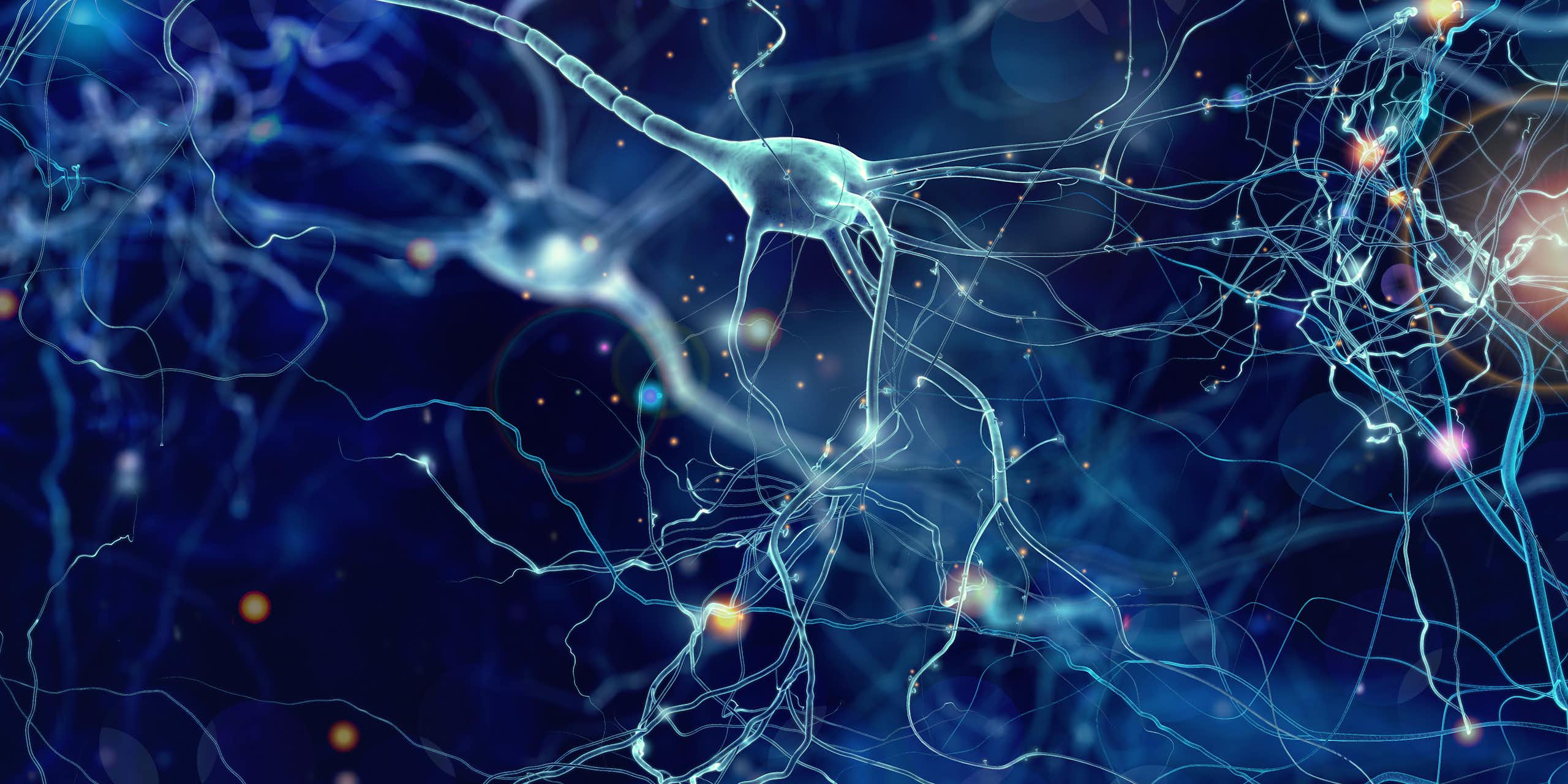 CGI image of neuron cells in a network