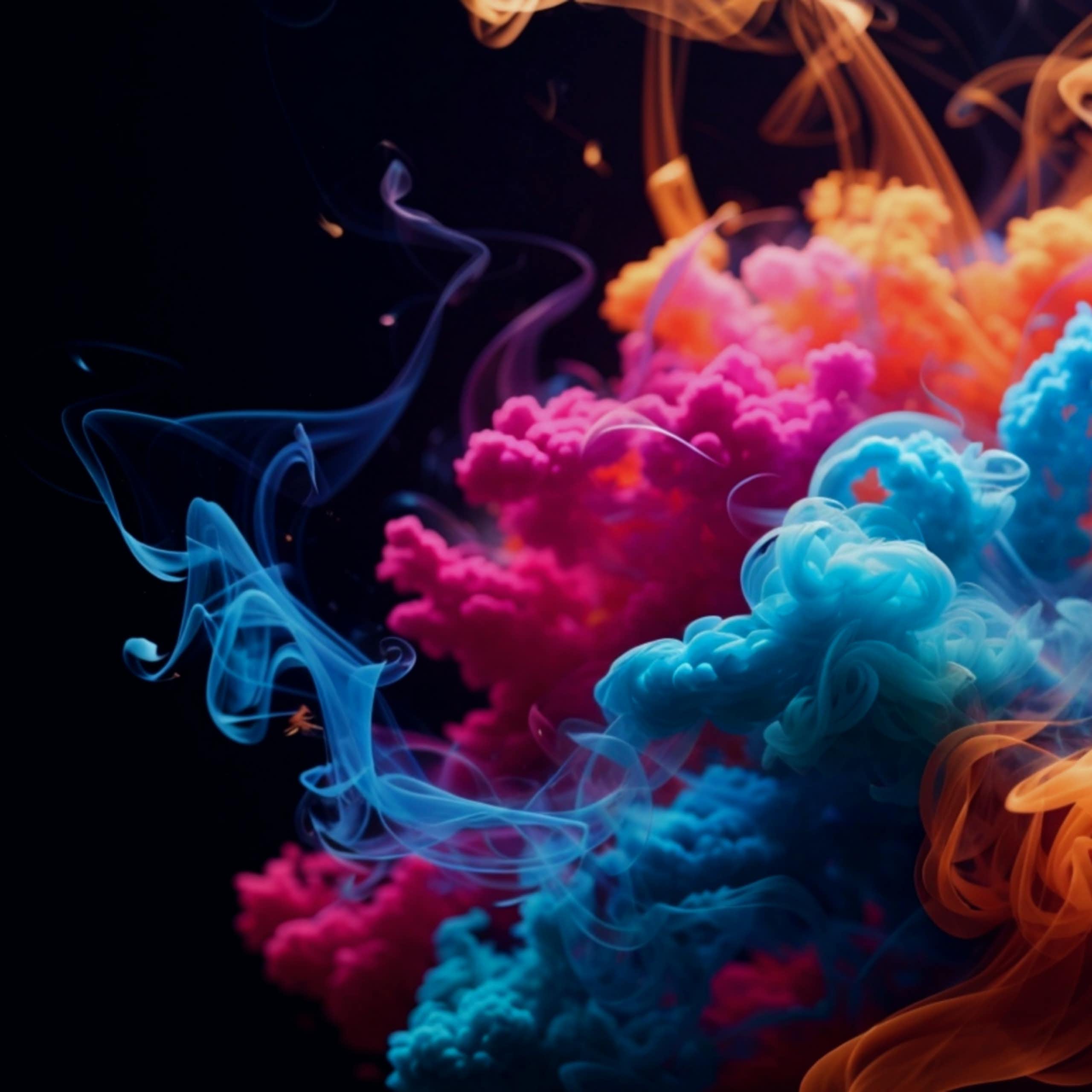 Photo of swirls of coloured smoke